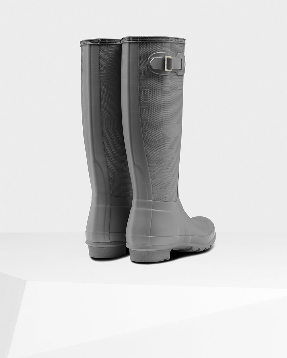 Bottes Hautes de Pluie Hunter Original Exploded Logo Texture Femme Grise ZBIHADC-71